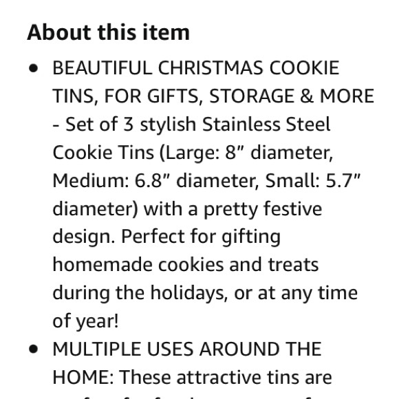 NWT never opened 3 nesting cookie tins red&white❣️ - Picture 2 of 10